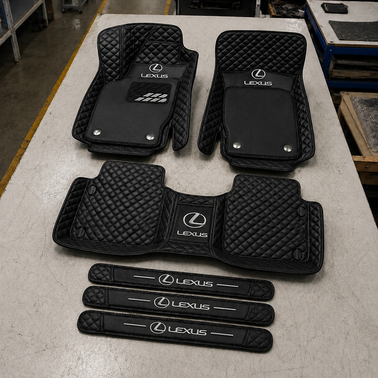 Premium Genuine Leather Car Mat Set — Elegant Protection for Your Vehicle