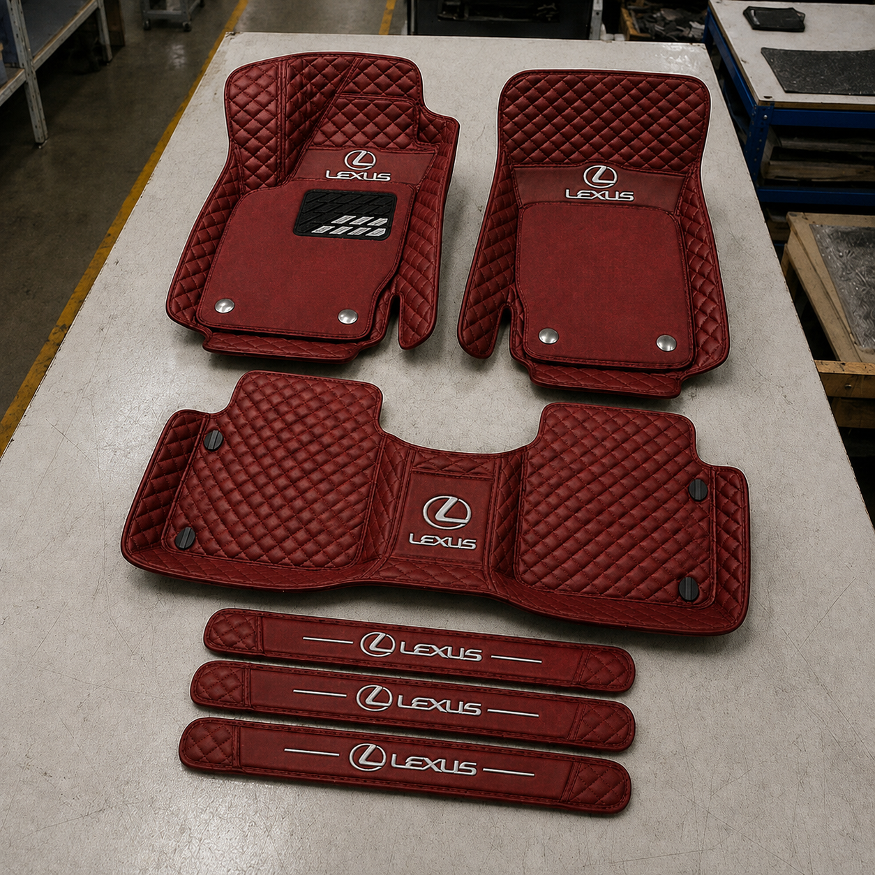 Premium Genuine Leather Car Mat Set — Elegant Protection for Your Vehicle