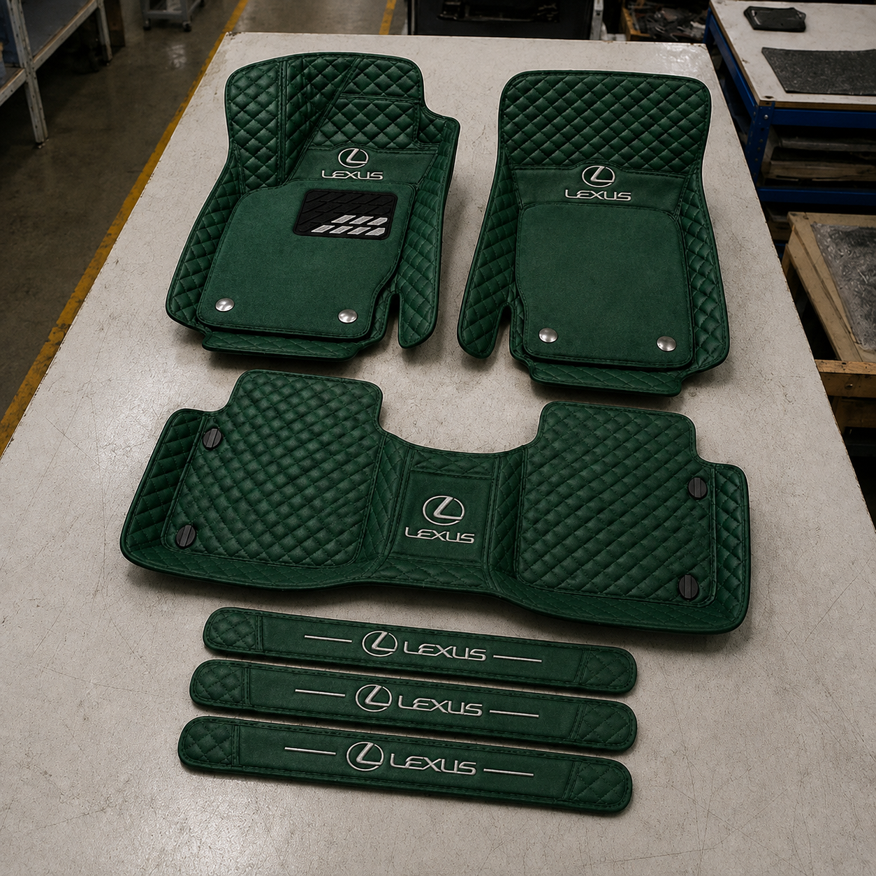 Premium Genuine Leather Car Mat Set — Elegant Protection for Your Vehicle