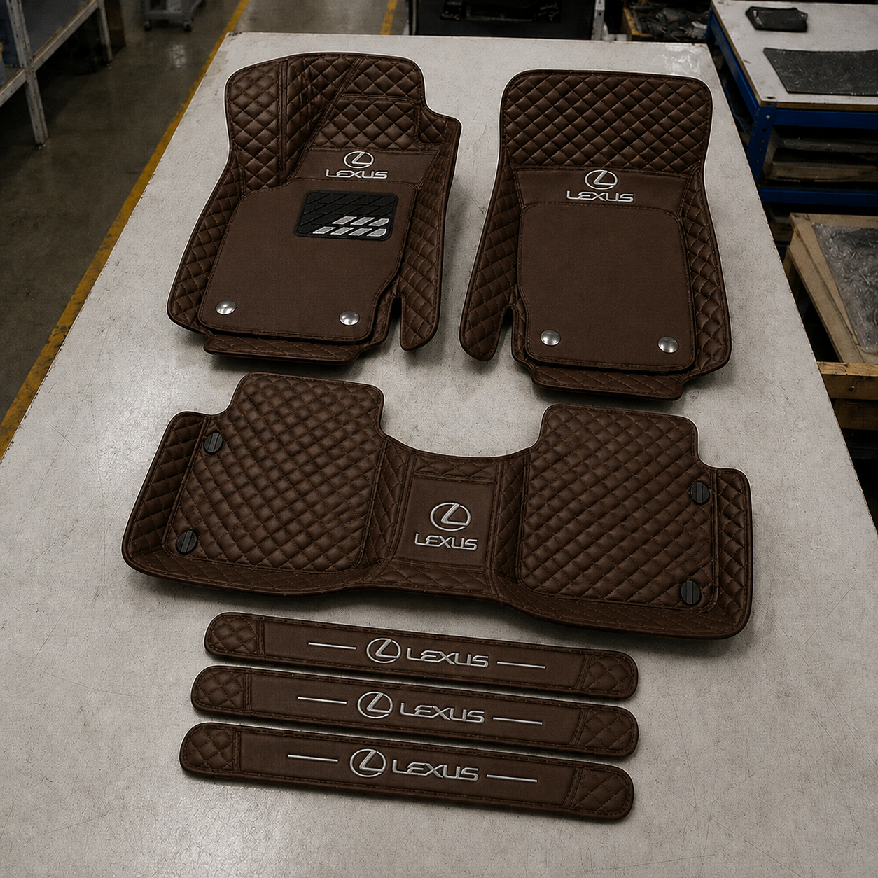Premium Genuine Leather Car Mat Set — Elegant Protection for Your Vehicle