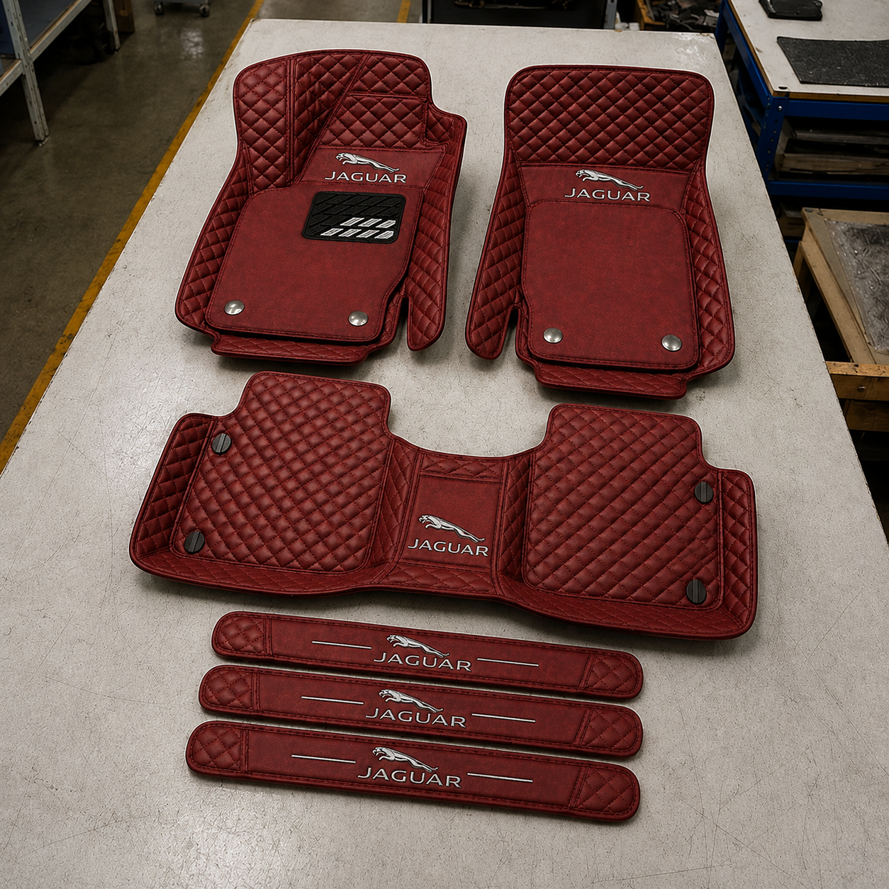 Premium Genuine Leather Car Mat Set — Elegant Protection for Your Vehicle
