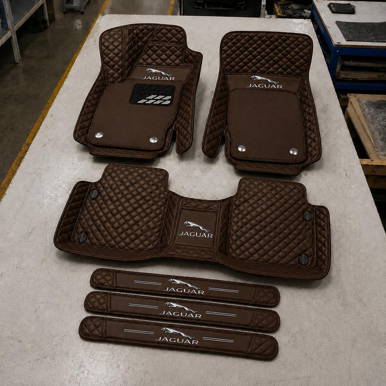 Premium Genuine Leather Car Mat Set — Elegant Protection for Your Vehicle