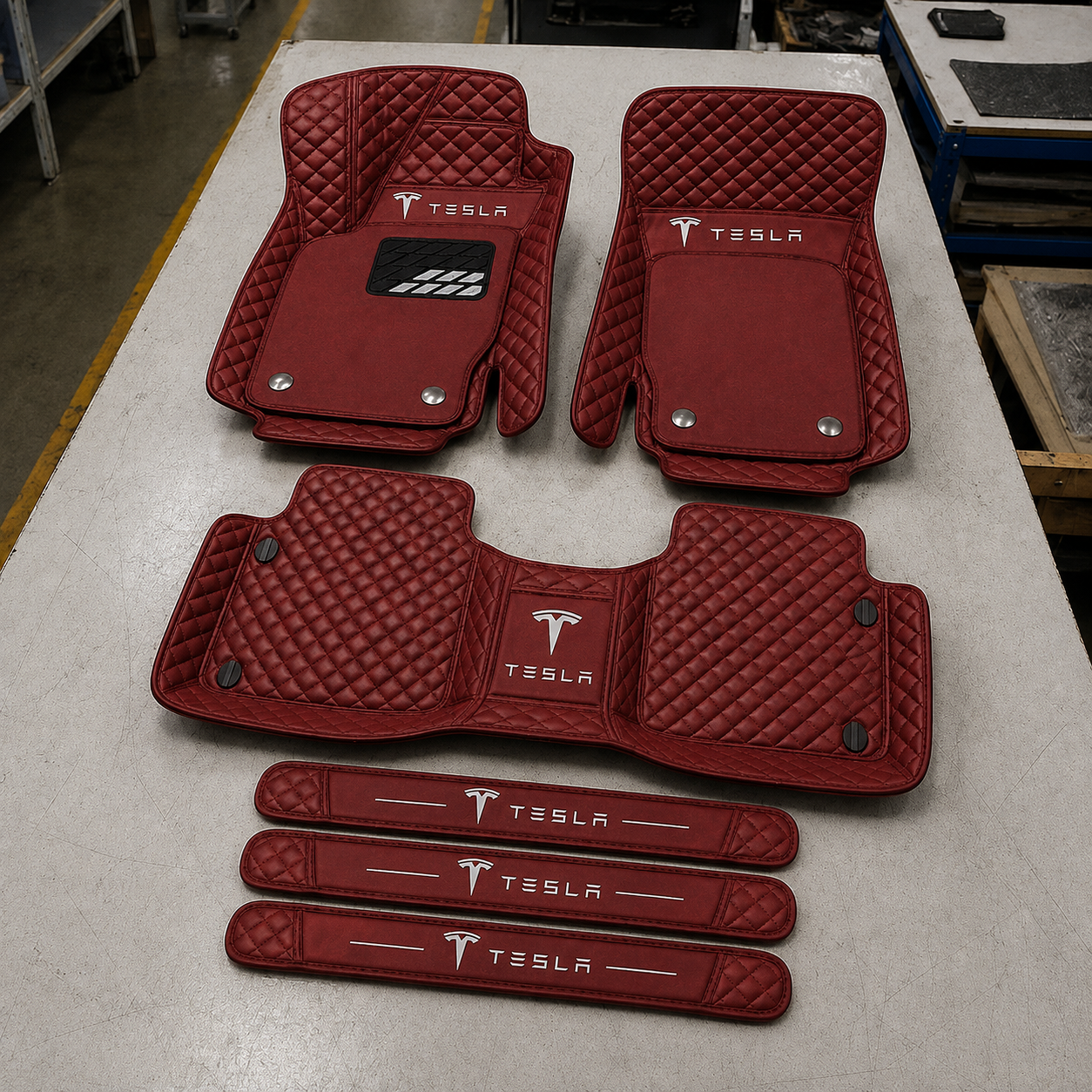 Premium Genuine Leather Car Mat Set — Elegant Protection for Your Vehicle