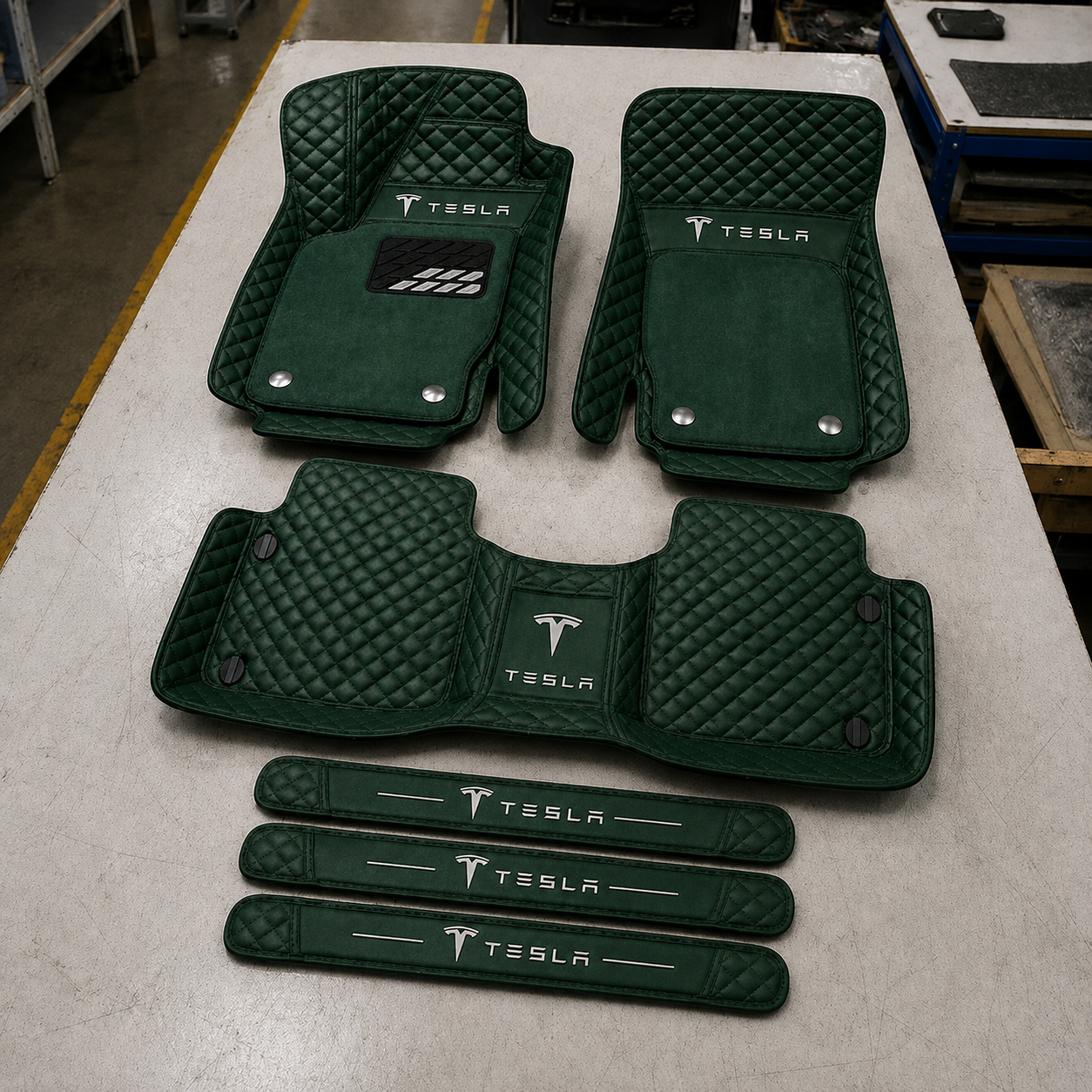 Premium Genuine Leather Car Mat Set — Elegant Protection for Your Vehicle