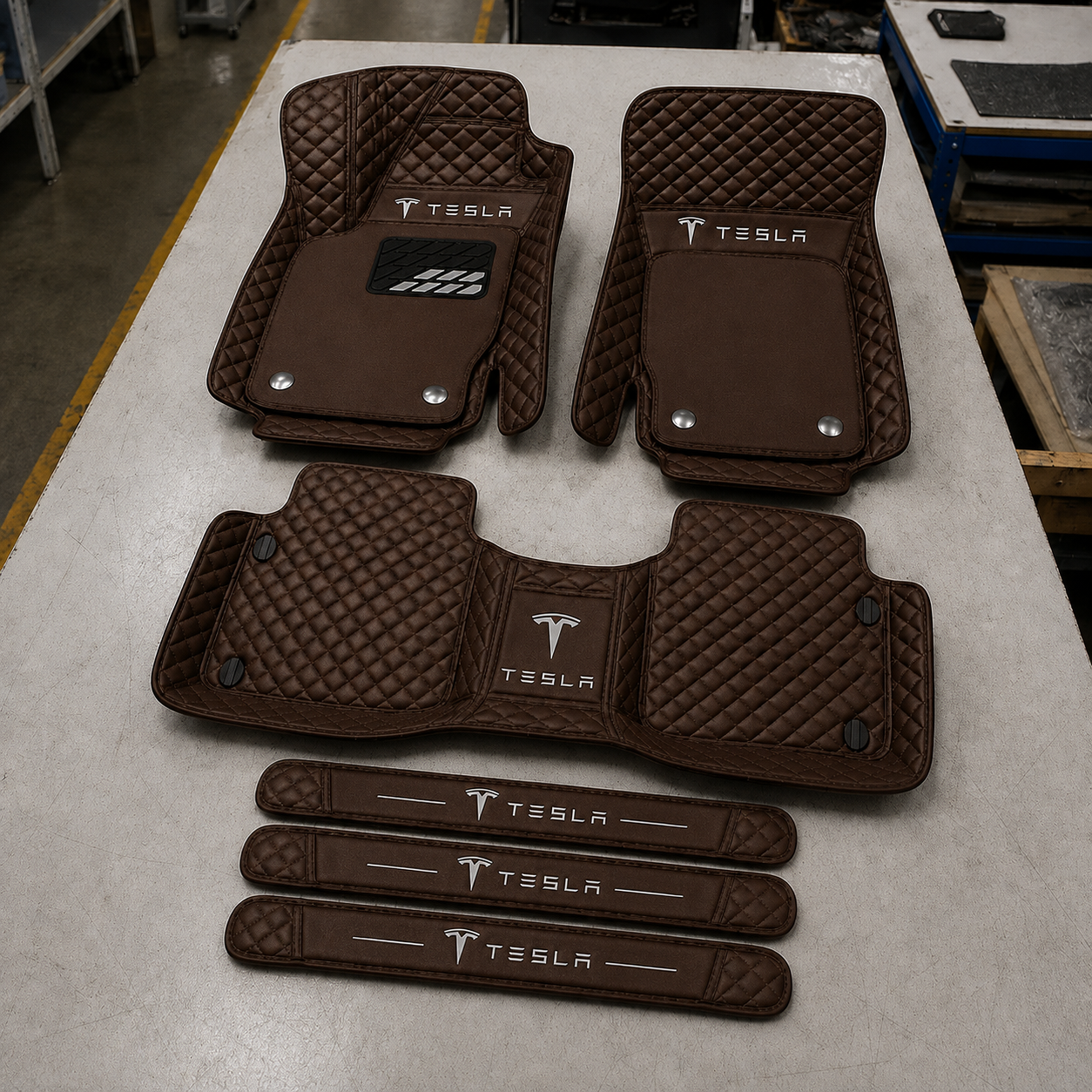 Premium Genuine Leather Car Mat Set — Elegant Protection for Your Vehicle
