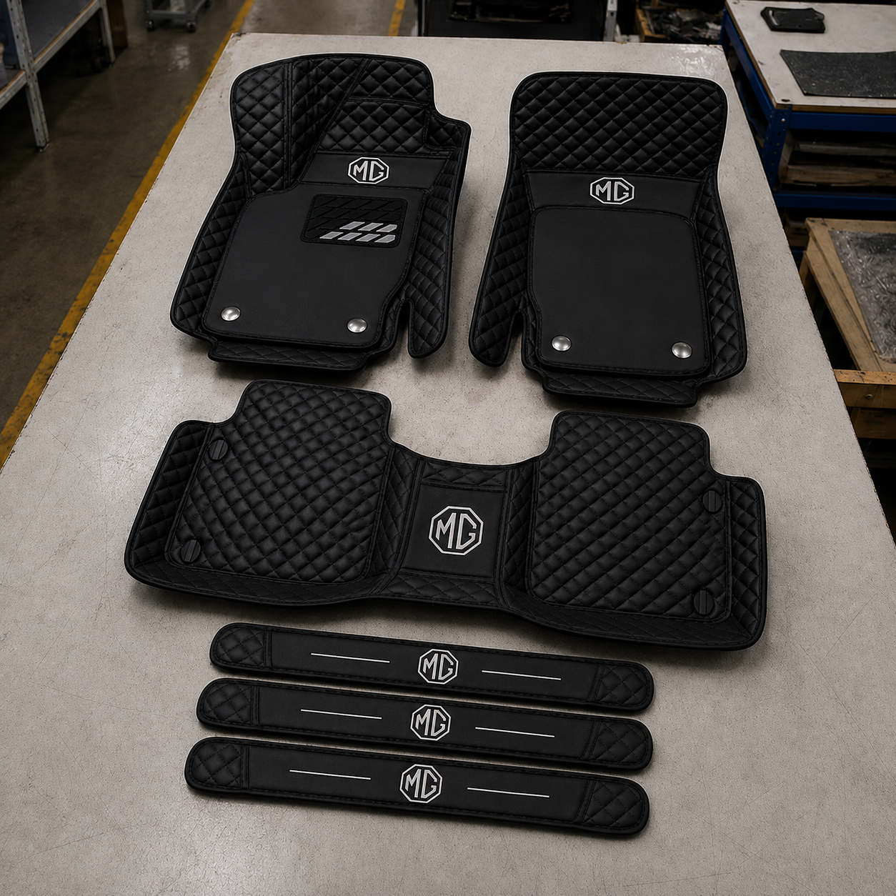 Premium Genuine Leather Car Mat Set — Elegant Protection for Your Vehicle