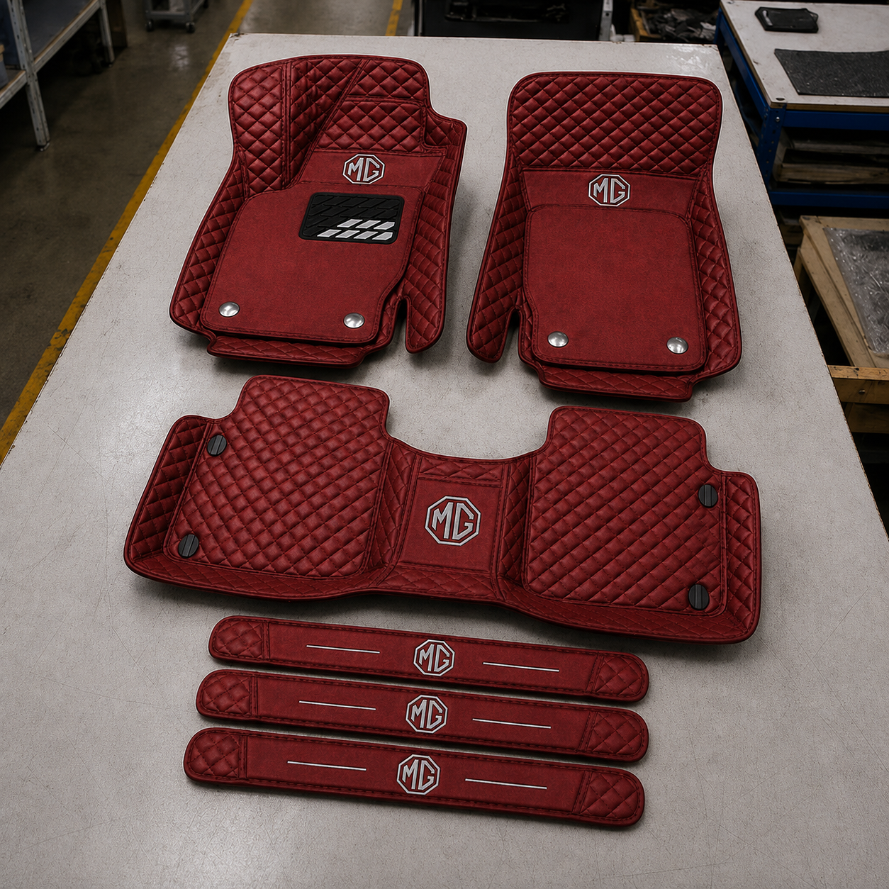 Premium Genuine Leather Car Mat Set — Elegant Protection for Your Vehicle