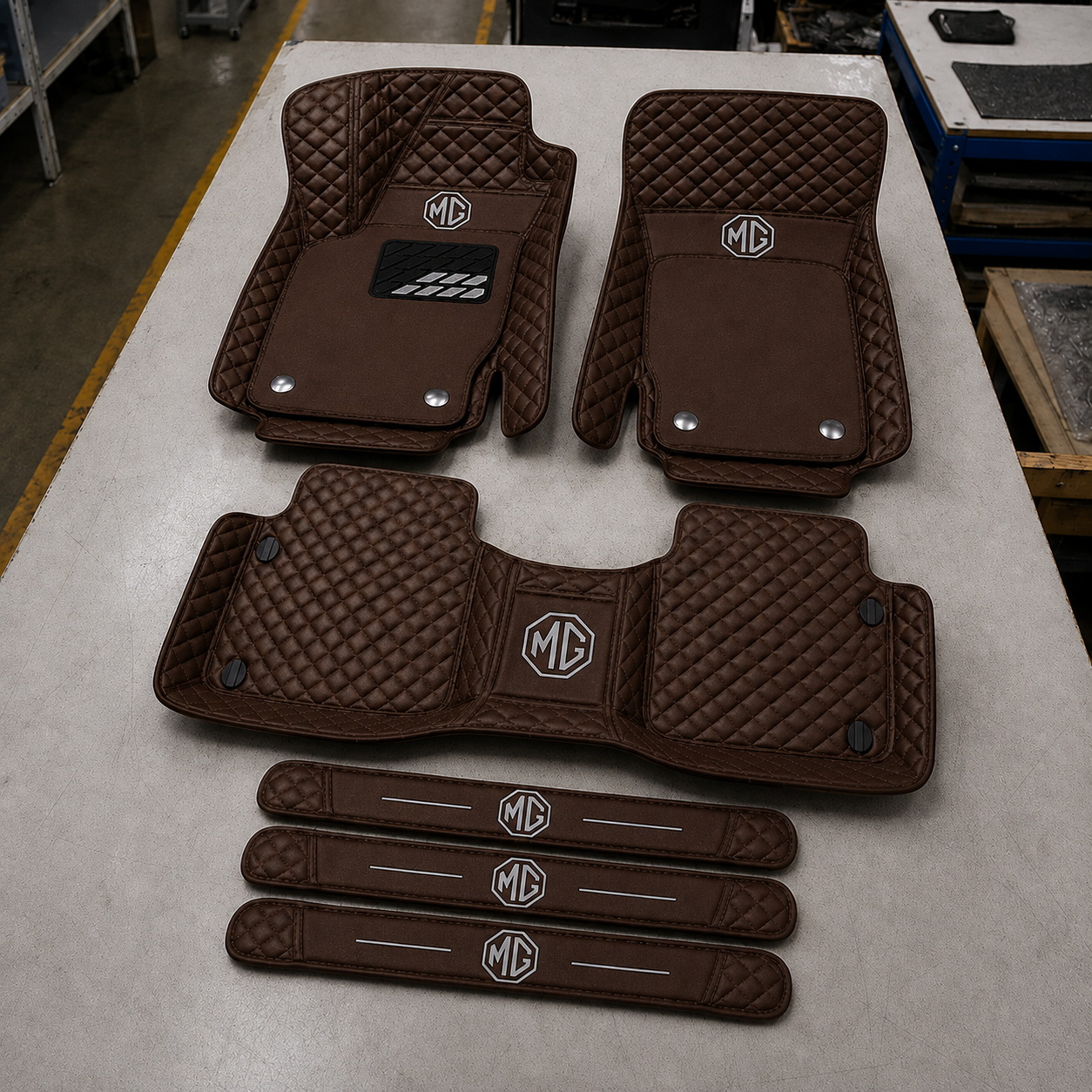Premium Genuine Leather Car Mat Set — Elegant Protection for Your Vehicle