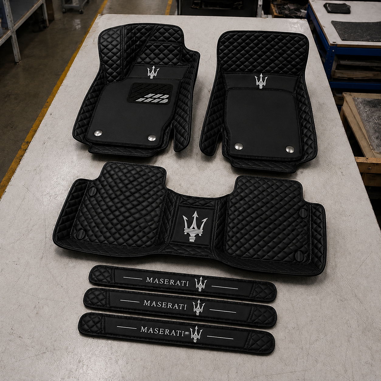 Premium Genuine Leather Car Mat Set — Elegant Protection for Your Vehicle