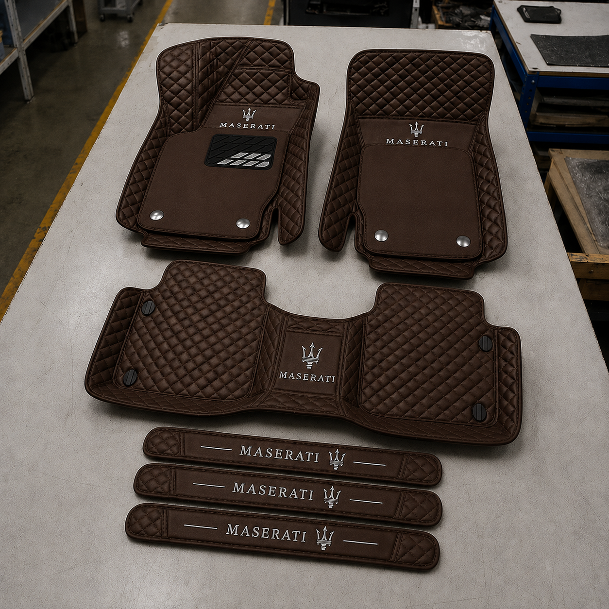 Premium Genuine Leather Car Mat Set — Elegant Protection for Your Vehicle