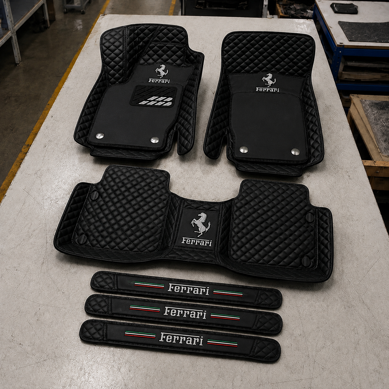Premium Genuine Leather Car Mat Set — Elegant Protection for Your Vehicle