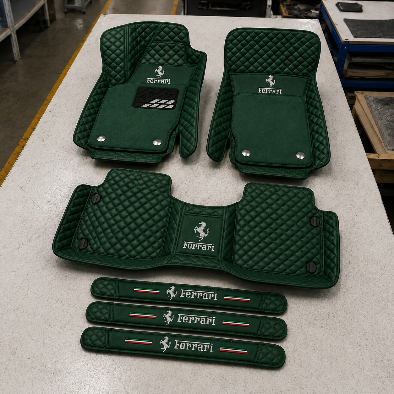 Premium Genuine Leather Car Mat Set — Elegant Protection for Your Vehicle