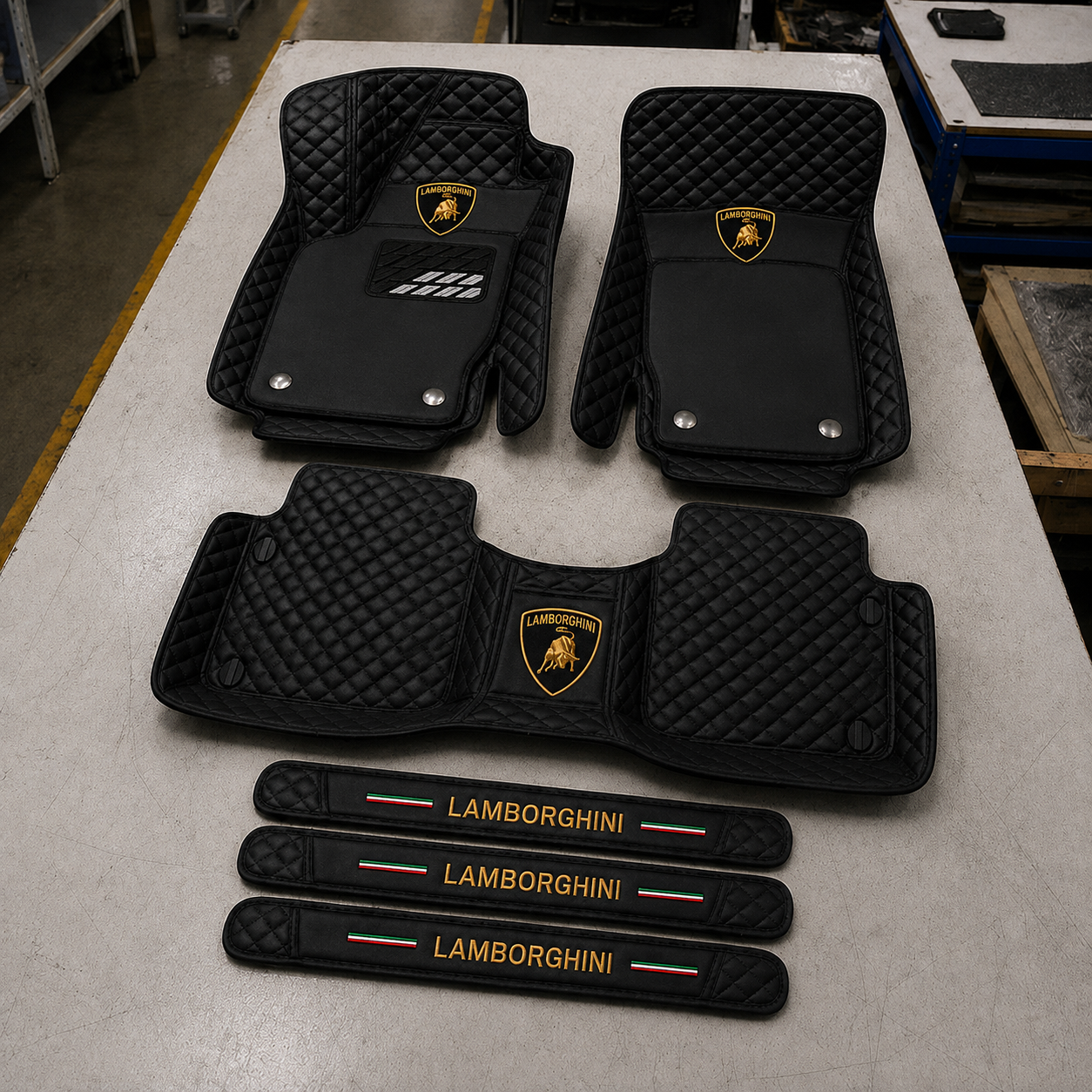 Premium Genuine Leather Car Mat Set — Elegant Protection for Your Vehicle