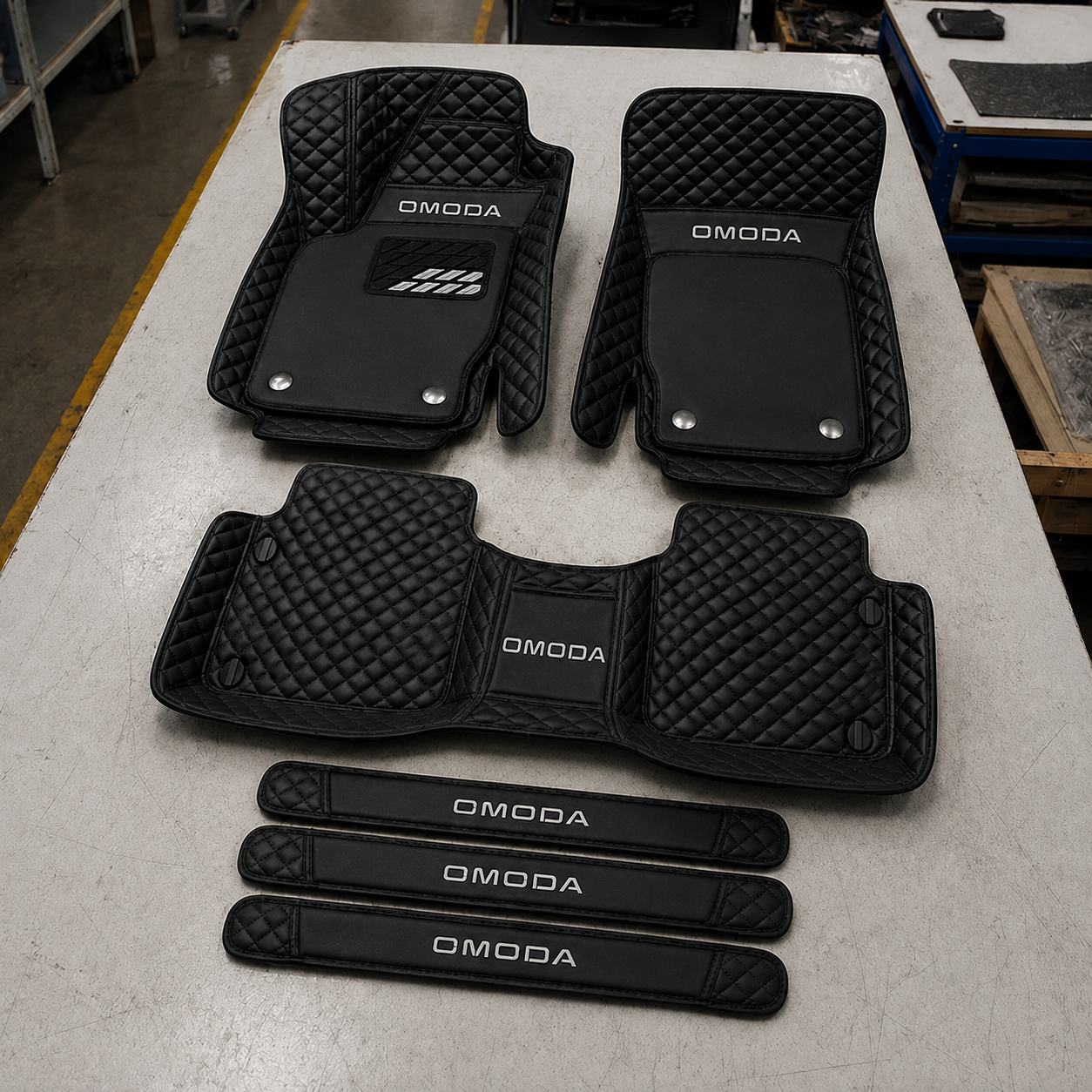 Premium Genuine Leather Car Mat Set — Elegant Protection for Your Vehicle