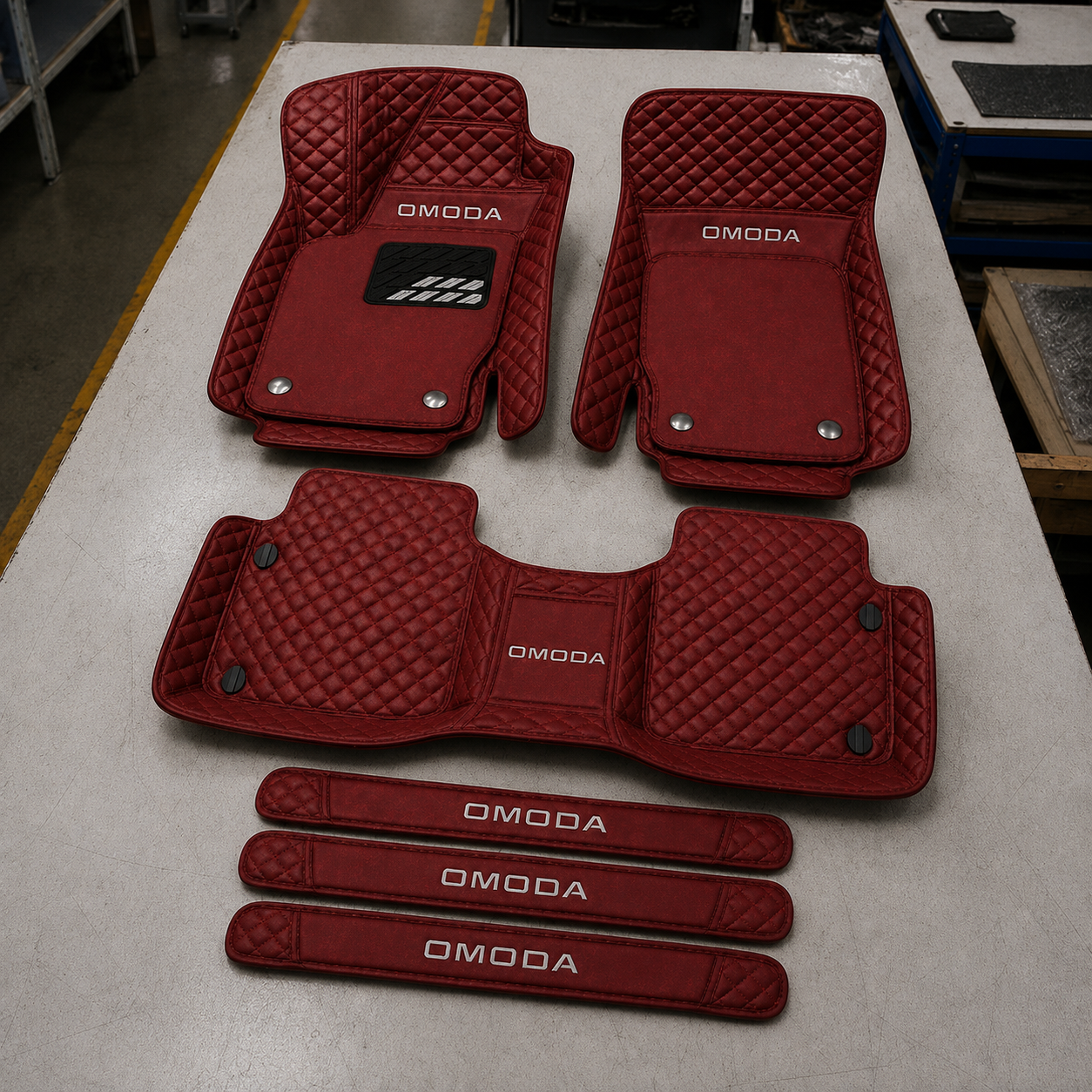 Premium Genuine Leather Car Mat Set — Elegant Protection for Your Vehicle