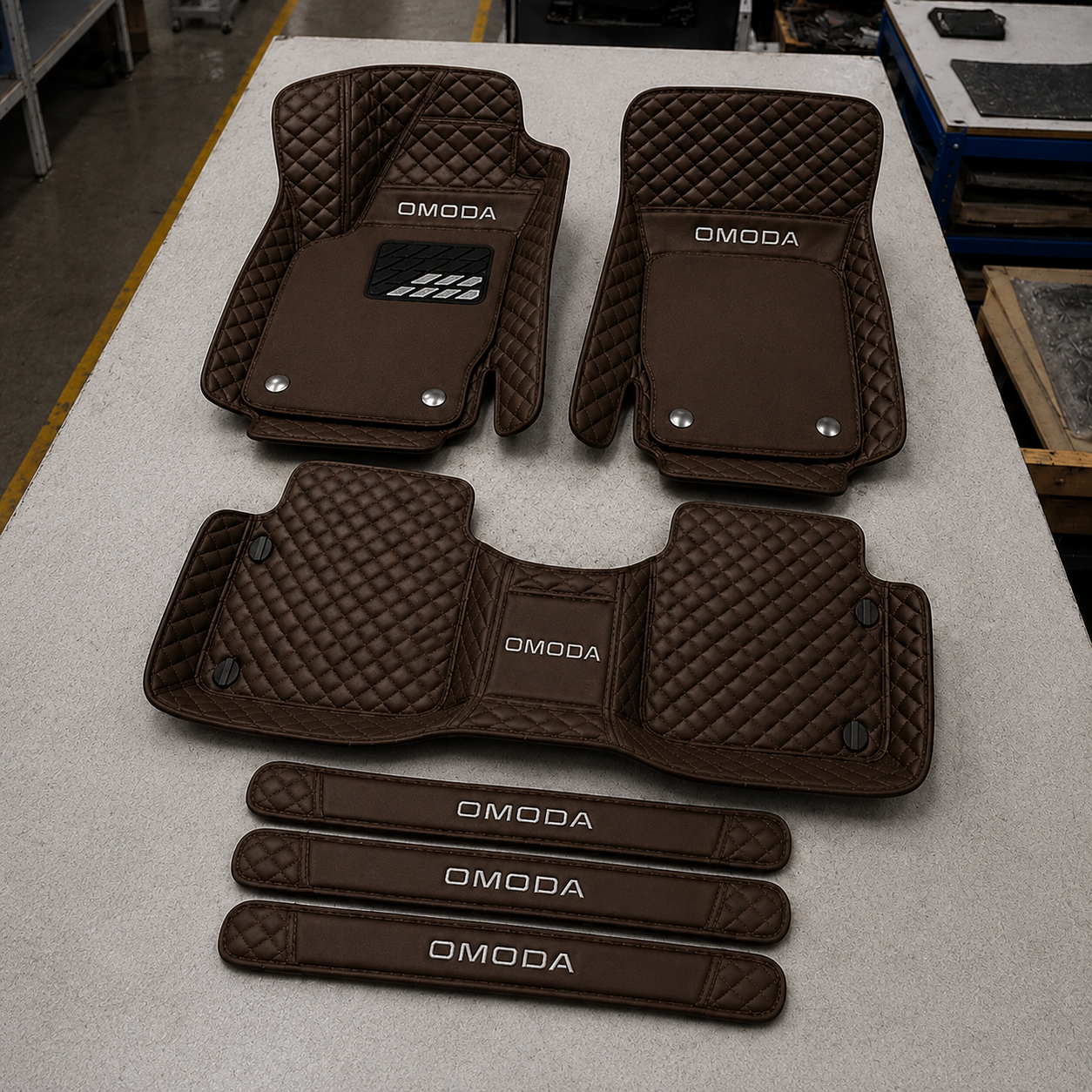 Premium Genuine Leather Car Mat Set — Elegant Protection for Your Vehicle
