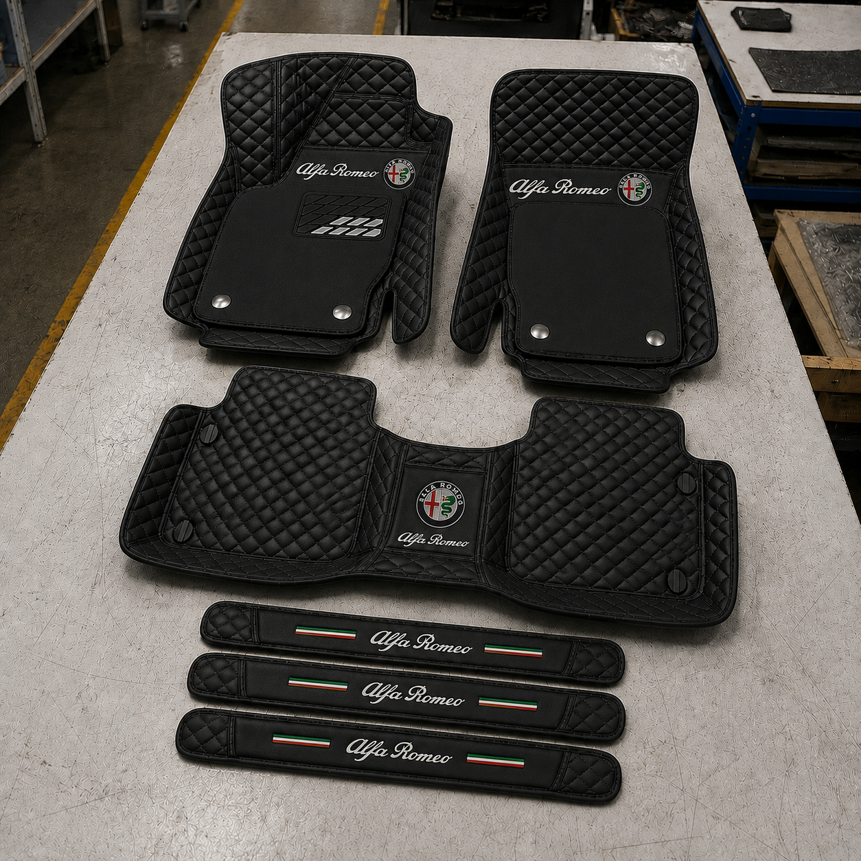 Premium Genuine Leather Car Mat Set — Elegant Protection for Your Vehicle