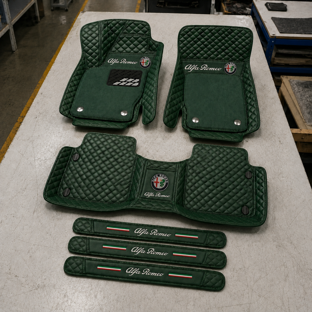 Premium Genuine Leather Car Mat Set — Elegant Protection for Your Vehicle