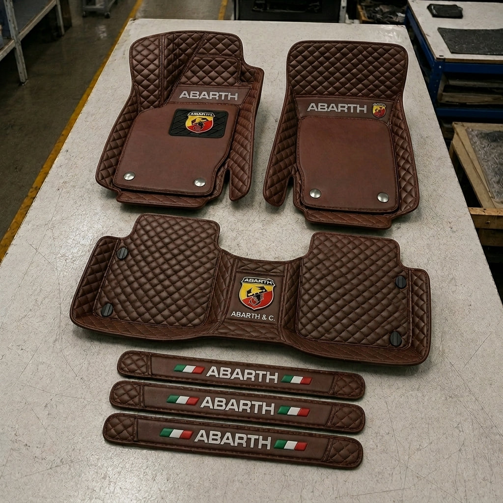 Premium Genuine Leather Car Mat Set — Elegant Protection for Your Vehicle