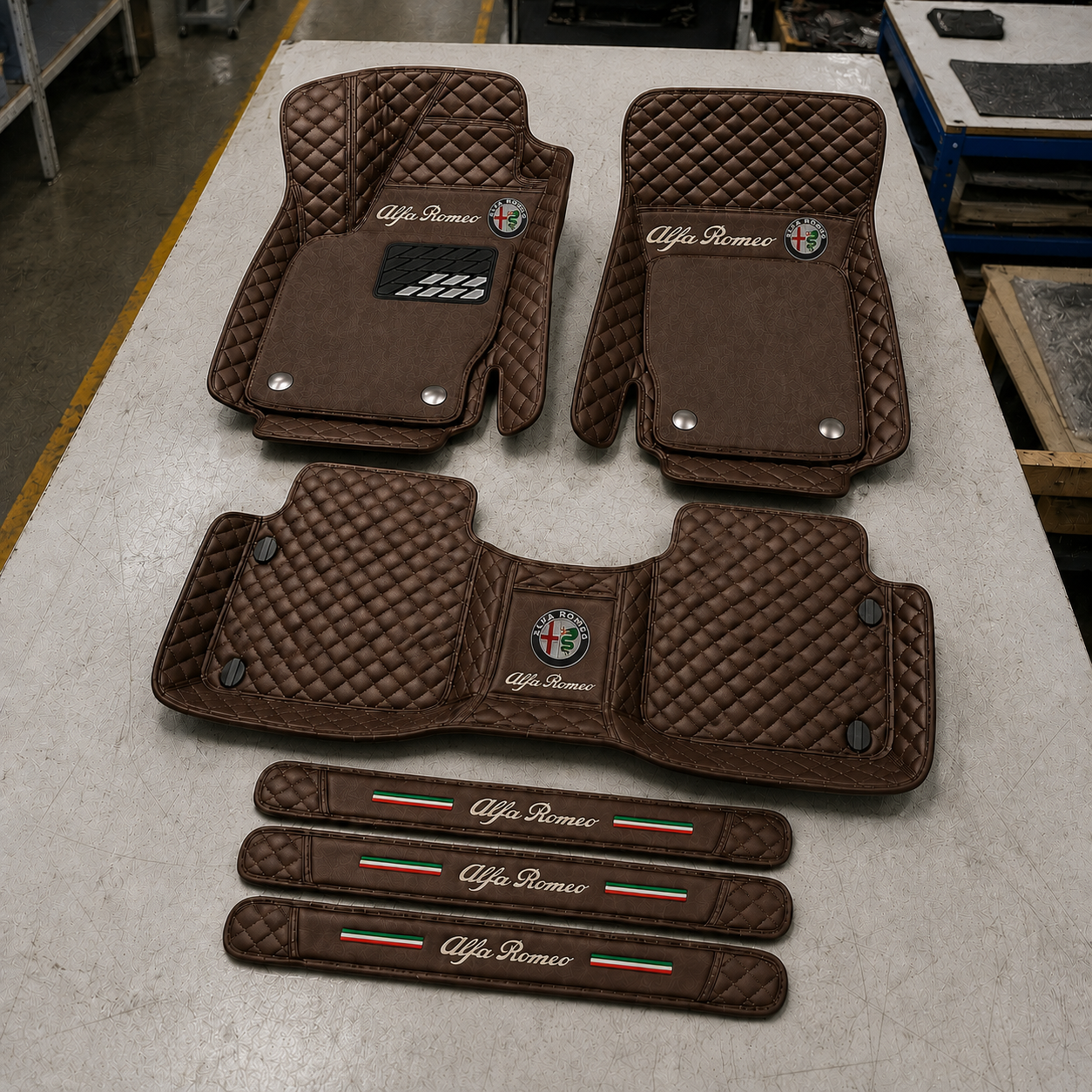 Premium Genuine Leather Car Mat Set — Elegant Protection for Your Vehicle