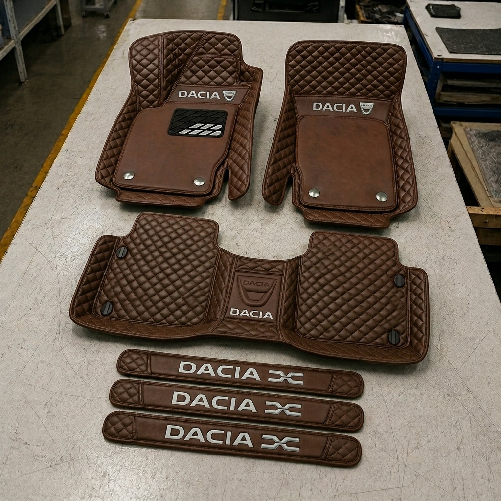 Premium Genuine Leather Car Mat Set — Elegant Protection for Your Vehicle