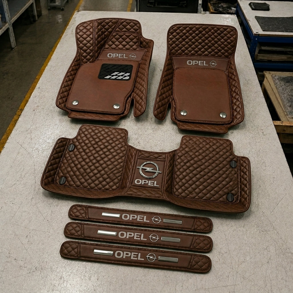 Premium Genuine Leather Car Mat Set — Elegant Protection for Your Vehicle