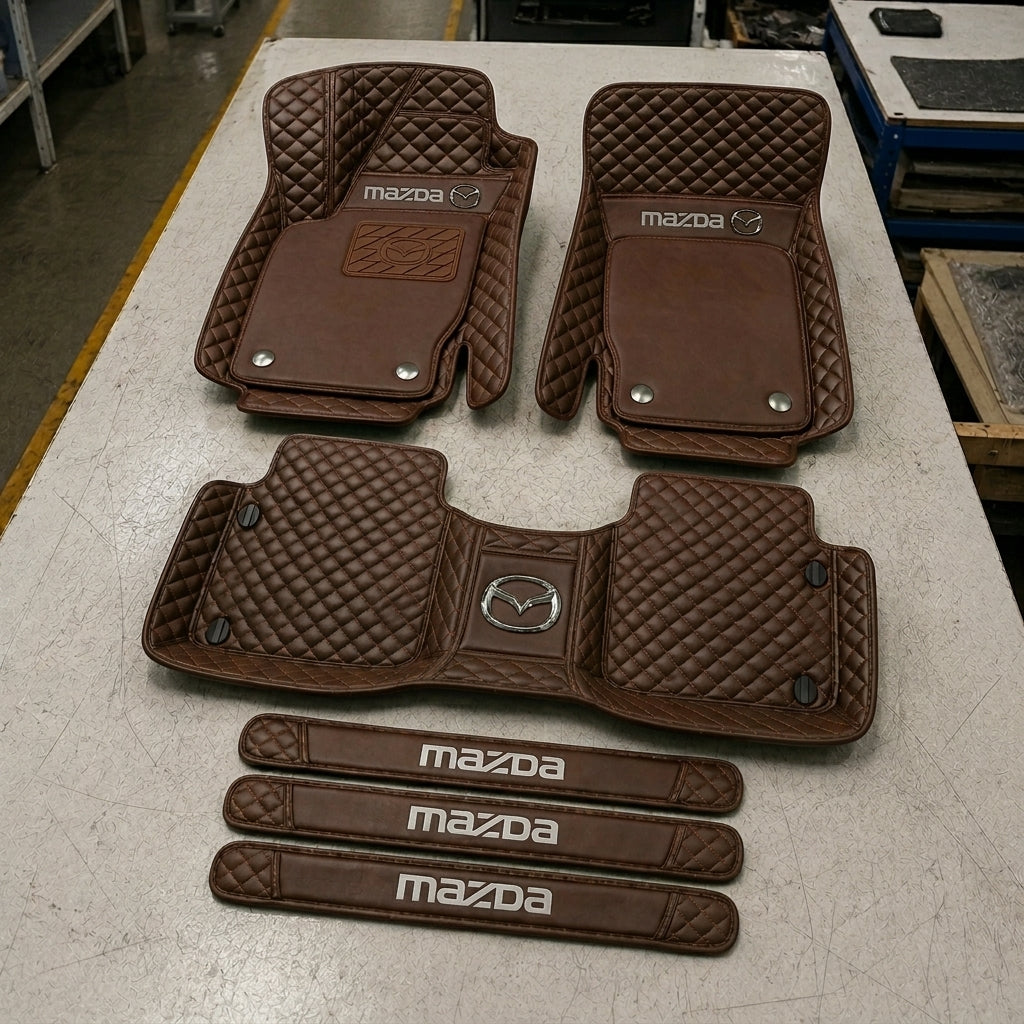 Premium Genuine Leather Car Mat Set — Elegant Protection for Your Vehicle