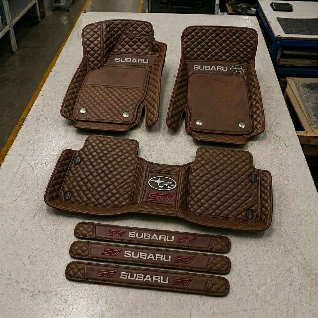 Premium Genuine Leather Car Mat Set — Elegant Protection for Your Vehicle