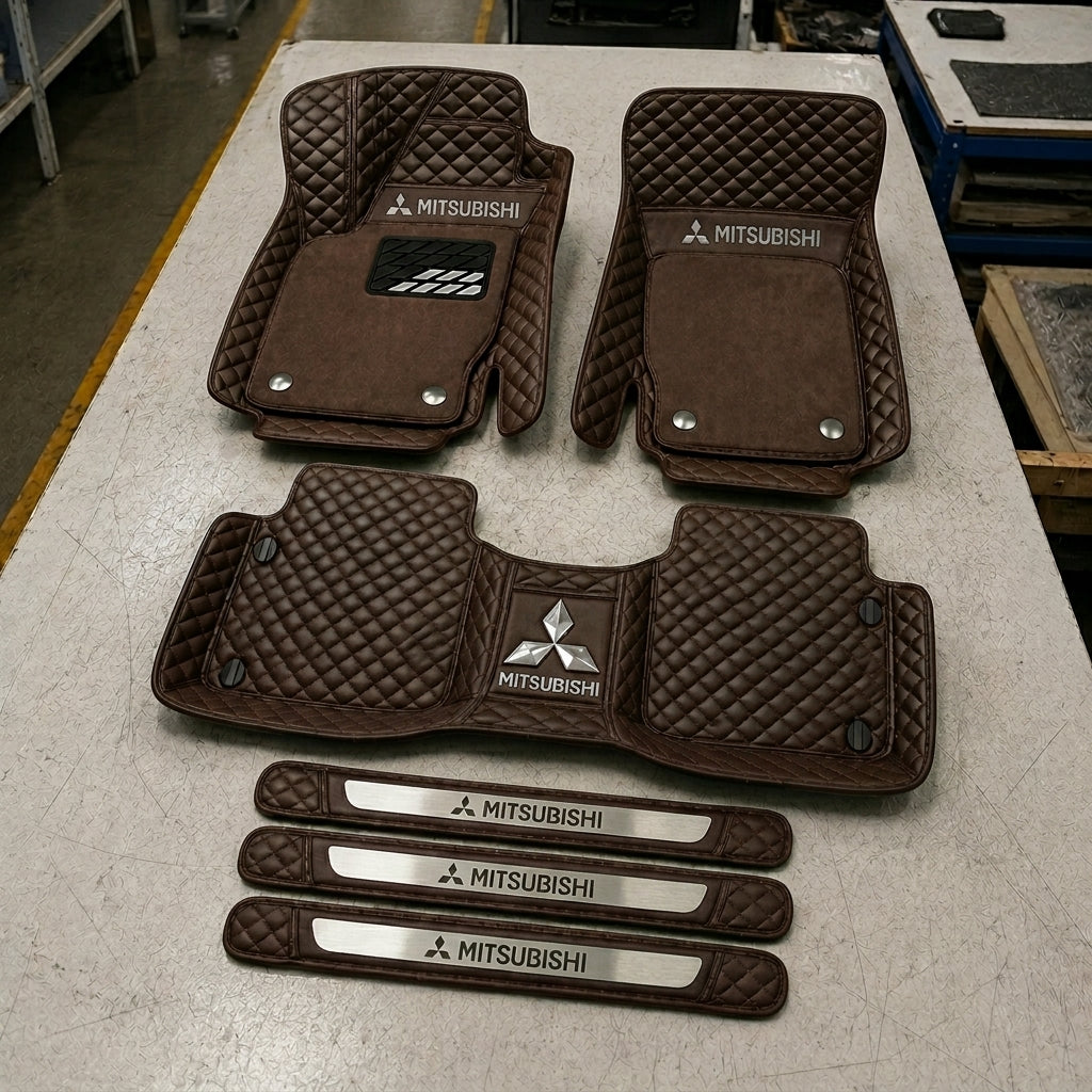 Premium Genuine Leather Car Mat Set — Elegant Protection for Your Vehicle