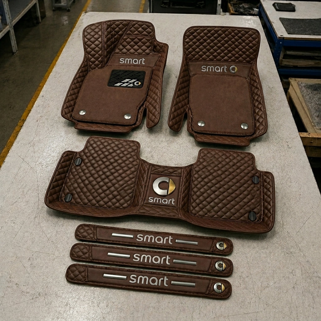 Premium Genuine Leather Car Mat Set — Elegant Protection for Your Vehicle