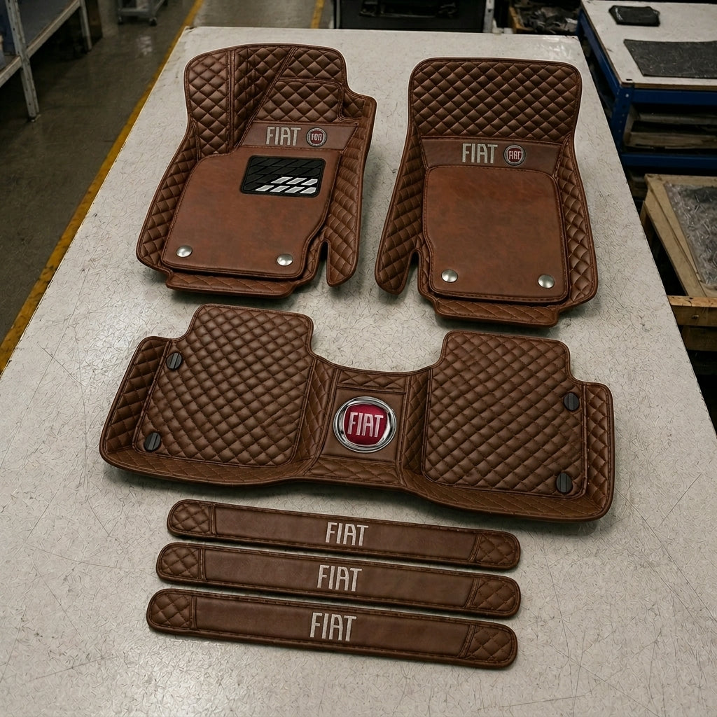 Premium Genuine Leather Car Mat Set — Elegant Protection for Your Vehicle