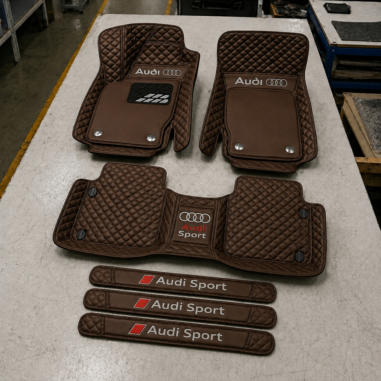 Premium Genuine Leather Car Mat Set — Elegant Protection for Your Vehicle