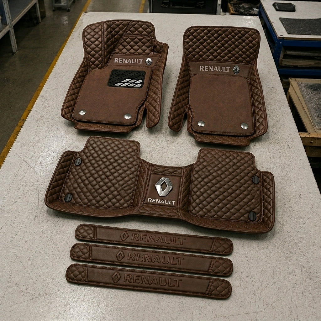 Premium Genuine Leather Car Mat Set — Elegant Protection for Your Vehicle
