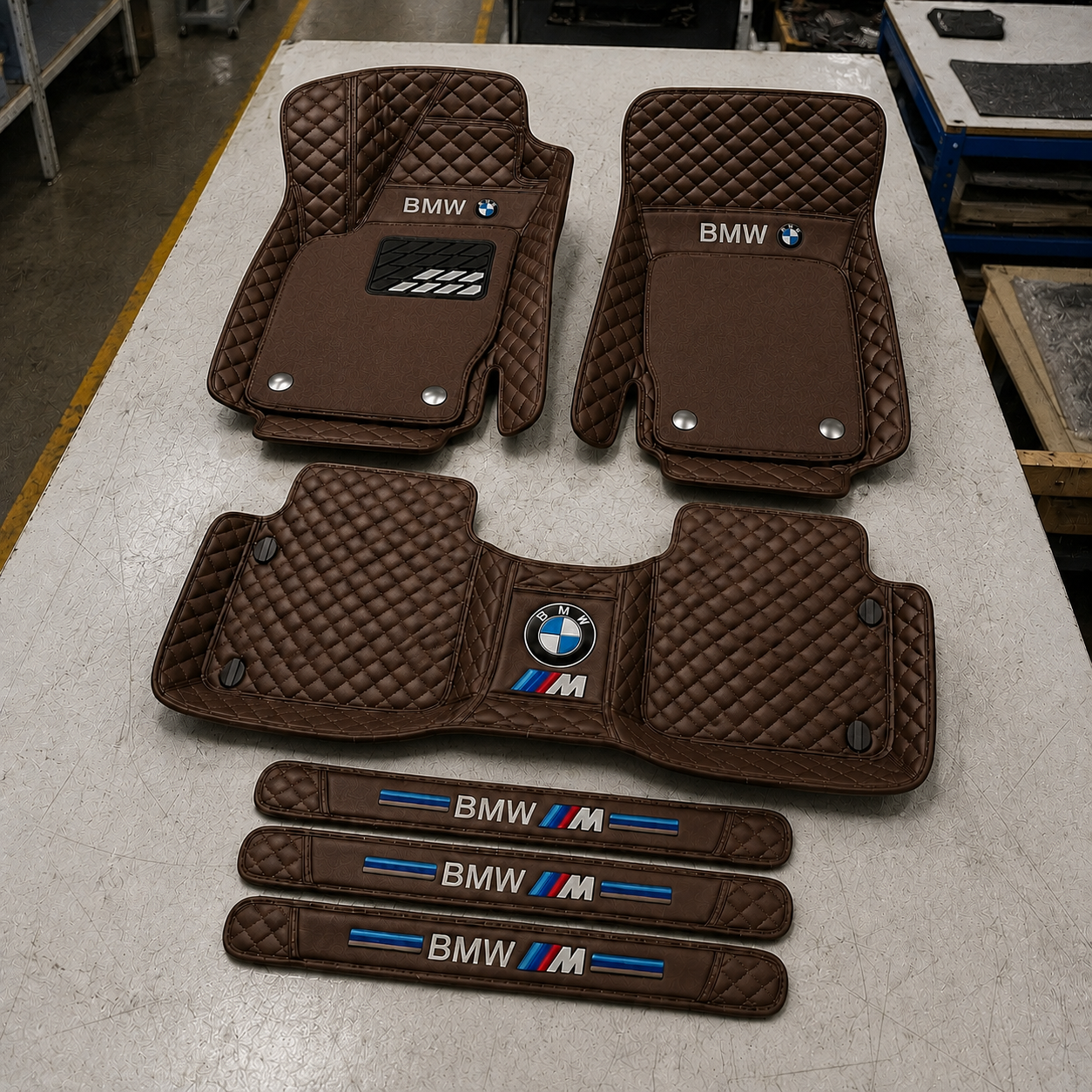 Premium Genuine Leather Car Mat Set — Elegant Protection for Your Vehicle