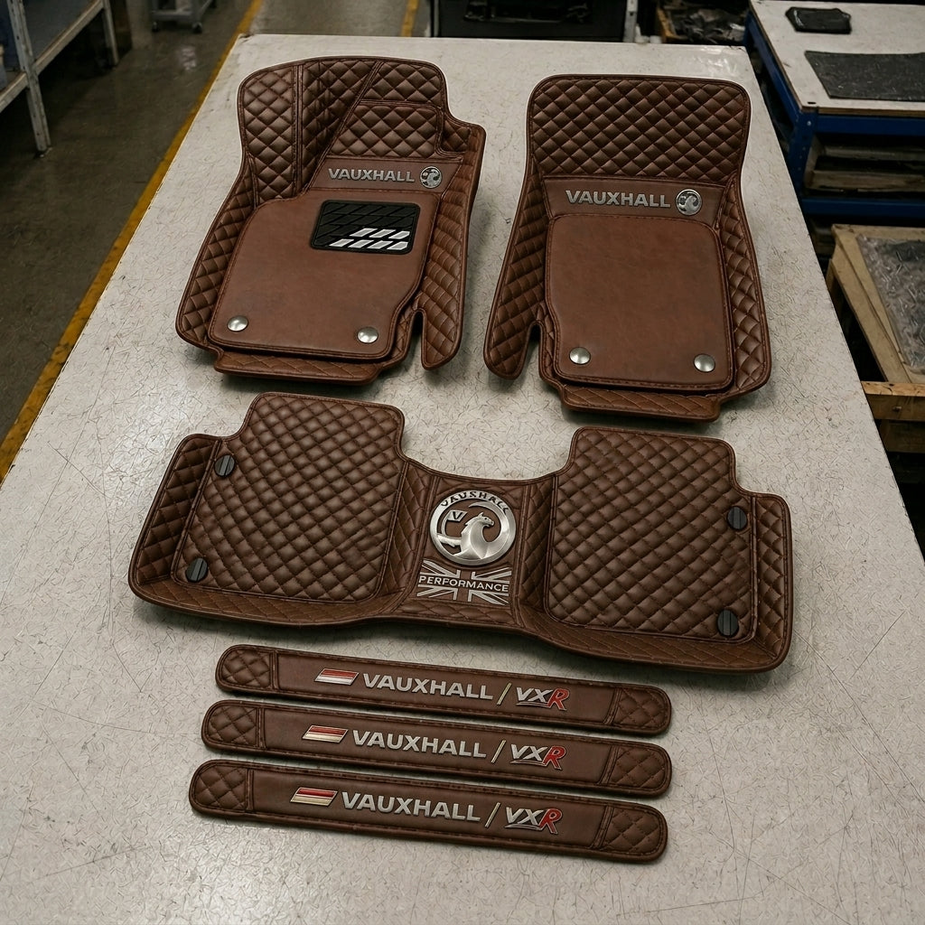 Premium Genuine Leather Car Mat Set — Elegant Protection for Your Vehicle