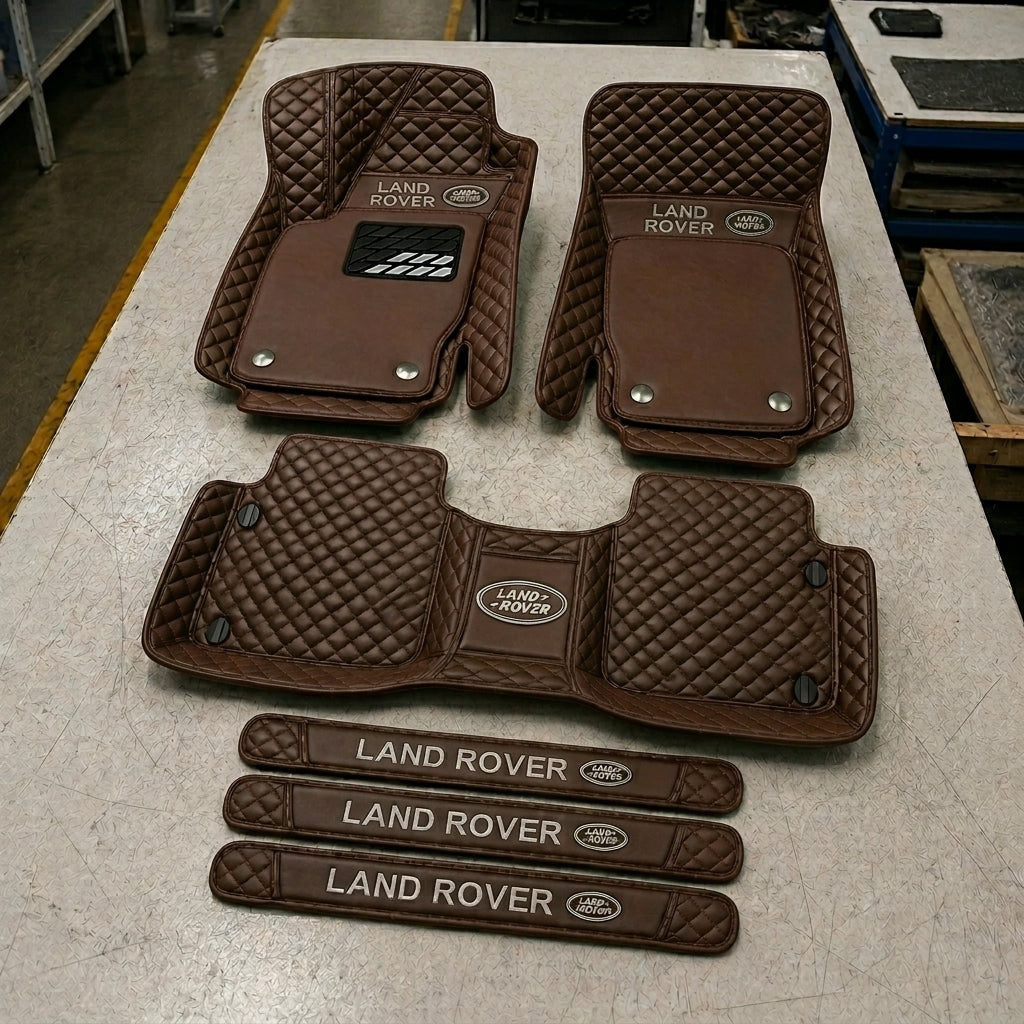 Premium Genuine Leather Car Mat Set — Elegant Protection for Your Vehicle