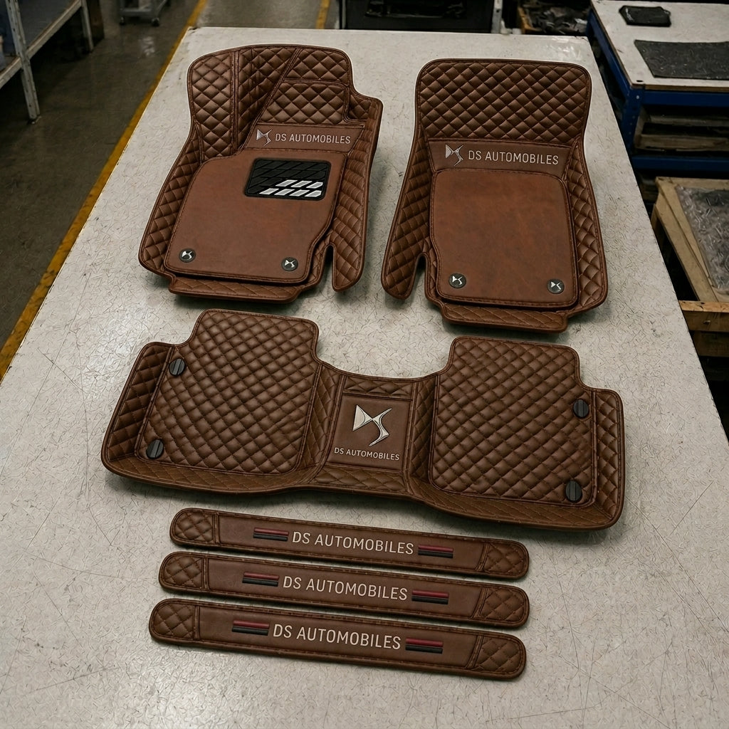 Premium Genuine Leather Car Mat Set — Elegant Protection for Your Vehicle