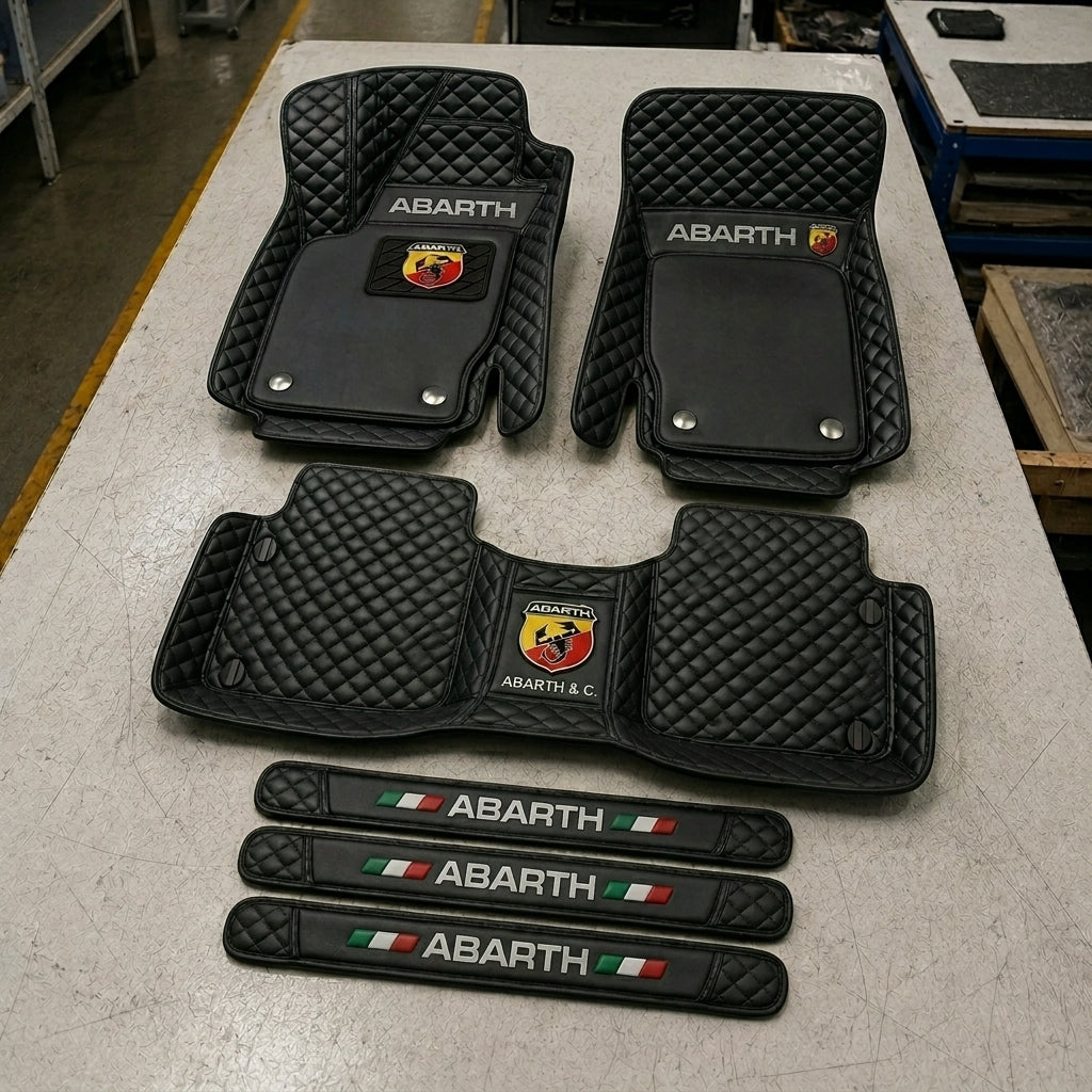 Premium Genuine Leather Car Mat Set — Elegant Protection for Your Vehicle
