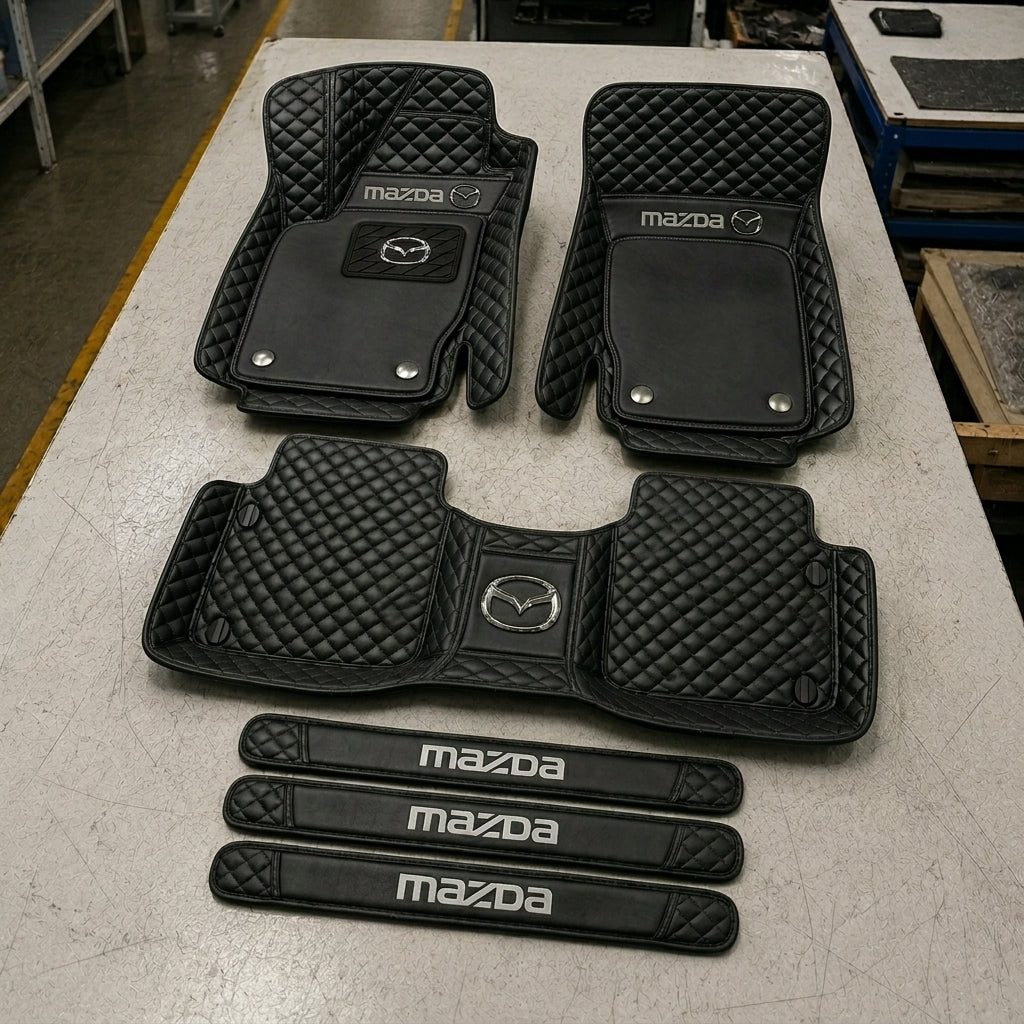 Premium Genuine Leather Car Mat Set — Elegant Protection for Your Vehicle