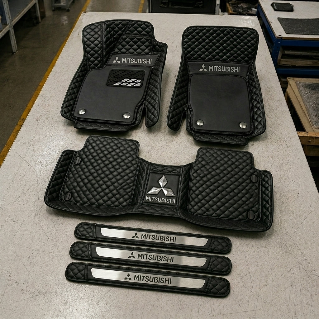 Premium Genuine Leather Car Mat Set — Elegant Protection for Your Vehicle