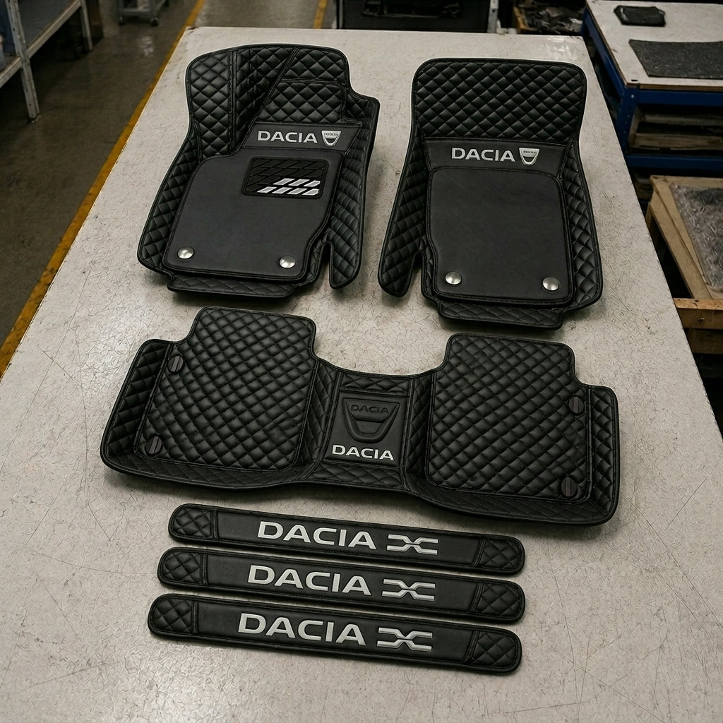 Premium Genuine Leather Car Mat Set — Elegant Protection for Your Vehicle