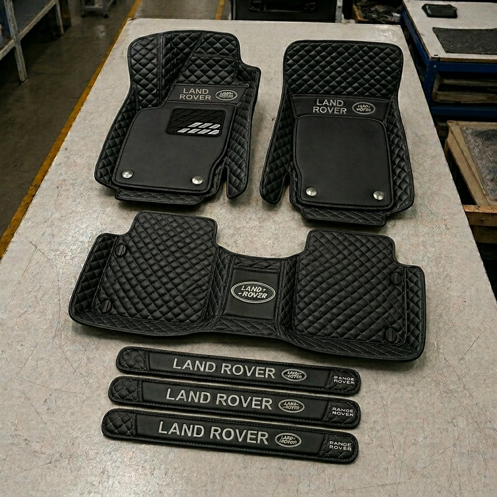 Premium Genuine Leather Car Mat Set — Elegant Protection for Your Vehicle
