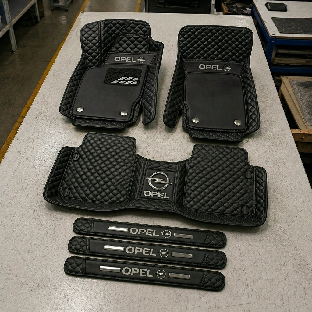 Premium Genuine Leather Car Mat Set — Elegant Protection for Your Vehicle