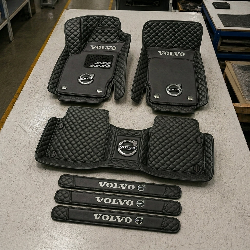 Premium Genuine Leather Car Mat Set — Elegant Protection for Your Vehicle