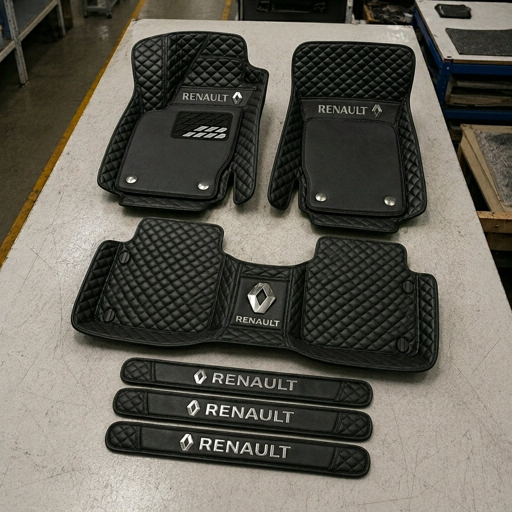 Premium Genuine Leather Car Mat Set — Elegant Protection for Your Vehicle
