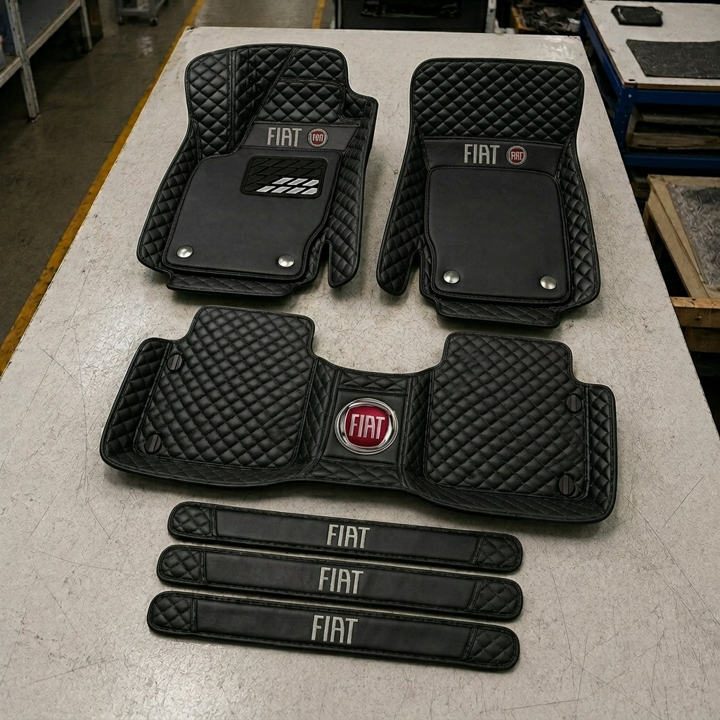 Premium Genuine Leather Car Mat Set — Elegant Protection for Your Vehicle