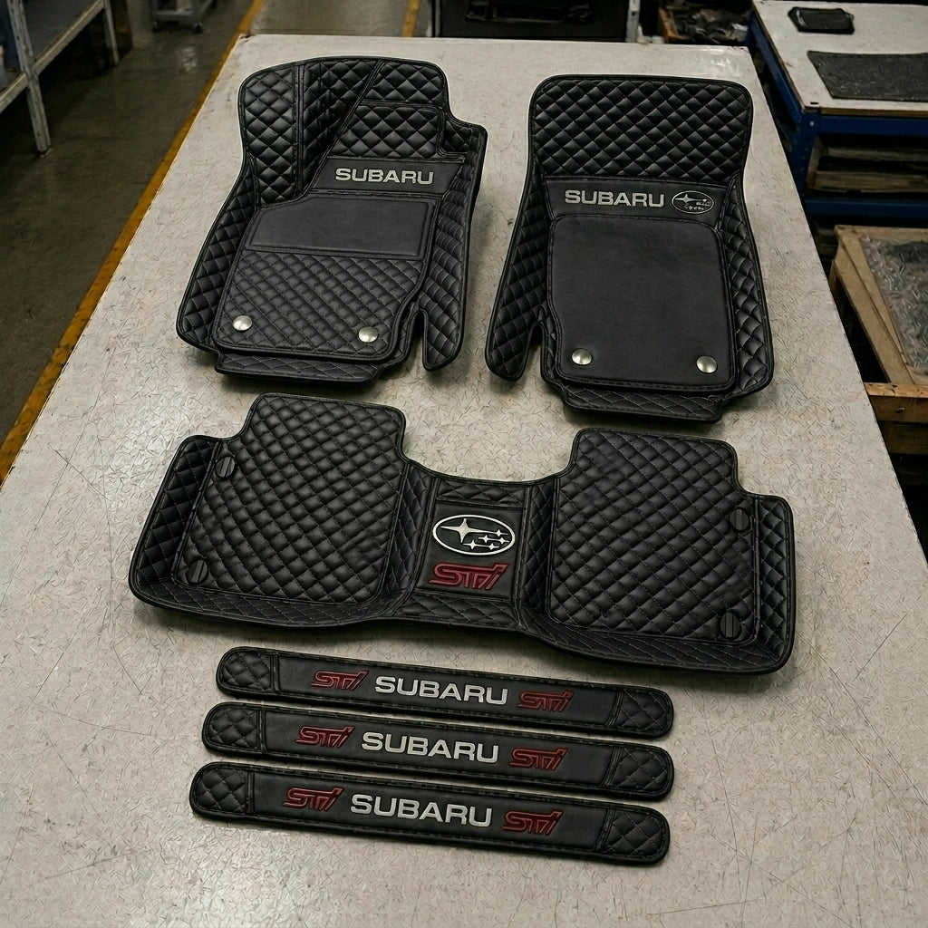 Premium Genuine Leather Car Mat Set — Elegant Protection for Your Vehicle