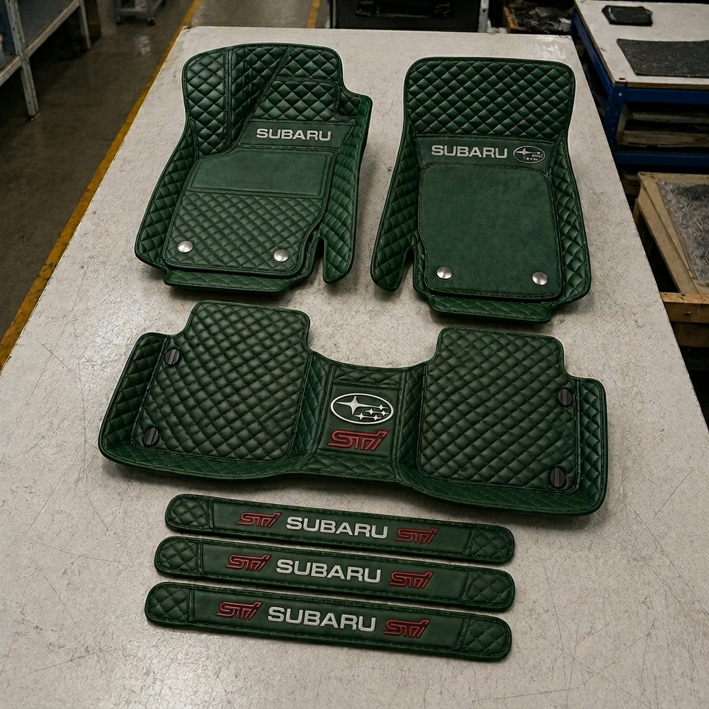 Premium Genuine Leather Car Mat Set — Elegant Protection for Your Vehicle