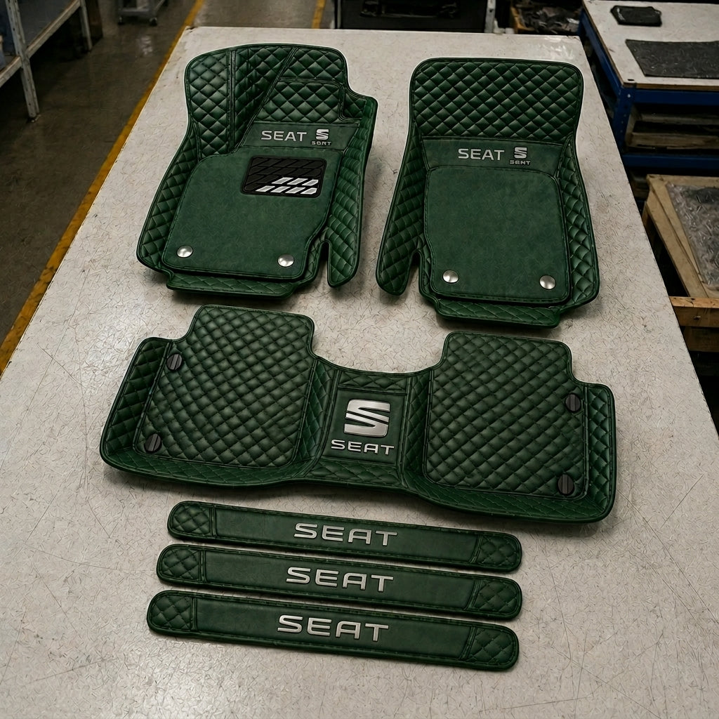 Premium Genuine Leather Car Mat Set — Elegant Protection for Your Vehicle