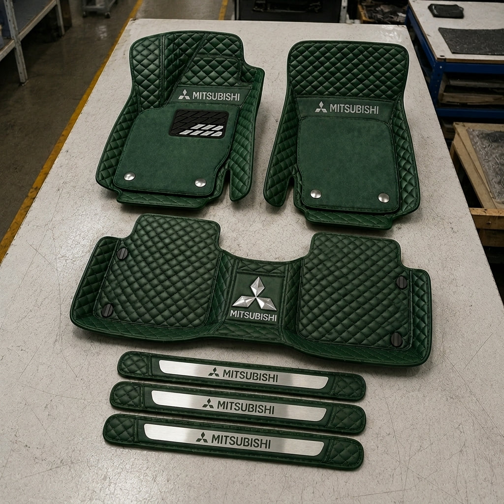 Premium Genuine Leather Car Mat Set — Elegant Protection for Your Vehicle